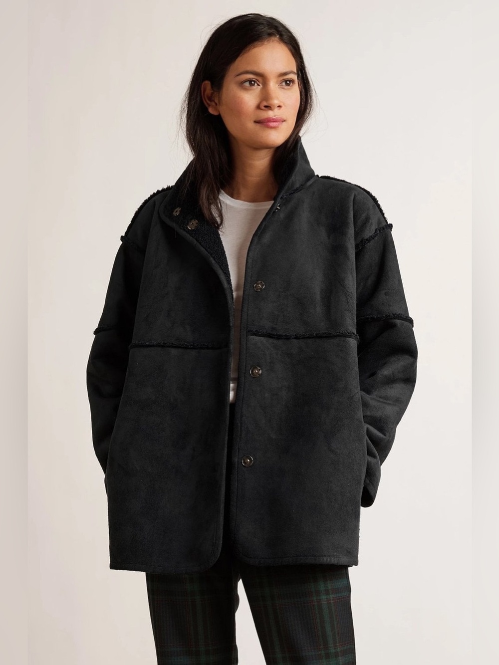 VELVET by Graham & Spencer Black Albany Lux Sherpa Reversible Jacket Size Small